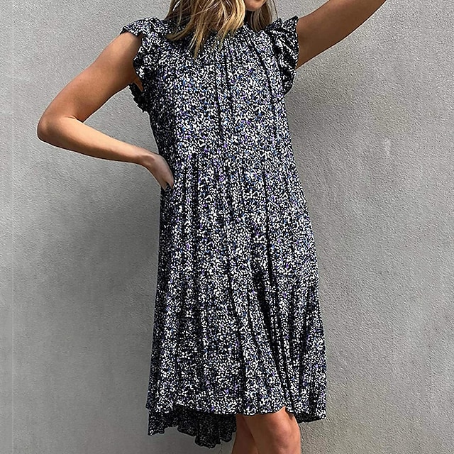 

Women's Shift Dress Short Mini Dress Green Blue Gray Red Short Sleeve Floral Print Spring Summer Round Neck Casual Vacation 2022 S M L XL XXL