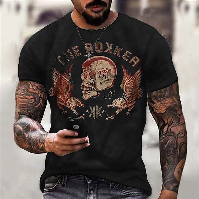 

Men's Unisex T shirt 3D Print Graphic Prints Skull Crew Neck Street Daily Print Short Sleeve Tops Casual Designer Big and Tall Sports Black