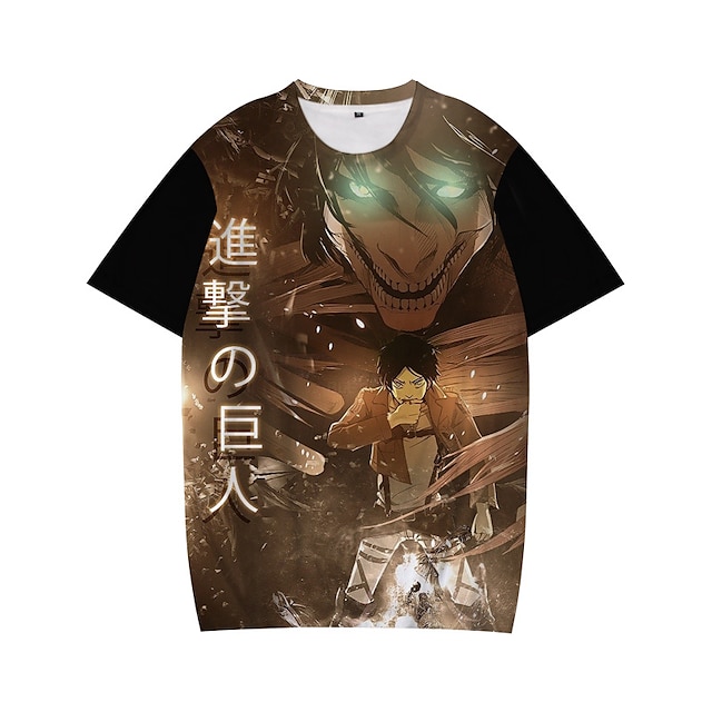 

Inspired by Attack on Titan Eren Yeager T-shirt Cartoon 100% Polyester Anime Harajuku Graphic Kawaii T-shirt For Men's / Women's / Couple's