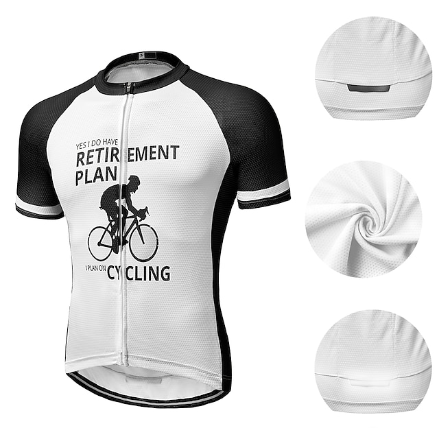 Mens Cycling Jersey Short Sleeves Mountain Bike Shirt MTB Top Zipper Pocket Reflective Skull 