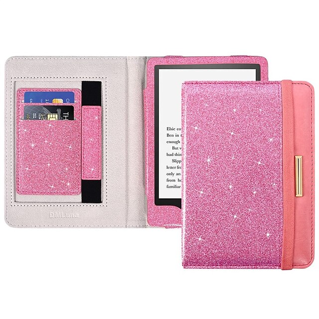 Fits 11th Generation 2021 Glitter Black DMLuna Kindle Paperwhite Case Card Slot Hand Strap Hands Free Stand Smart Protective Durable Premium PU Leather Cover with Auto Sleep Wake 6.8” 