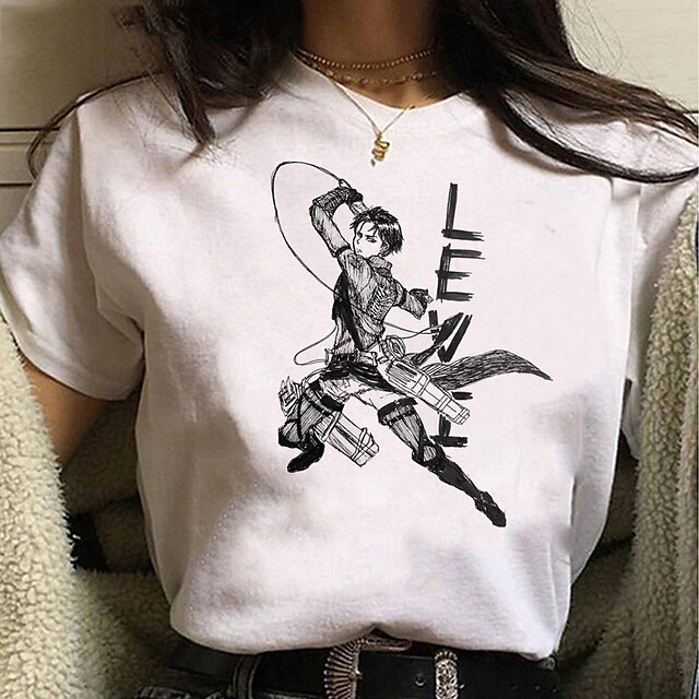 

Inspired by Attack on Titan Eren Yeager Levi·Ackerman T-shirt Cartoon 100% Polyester Anime Harajuku Graphic Kawaii T-shirt For Men's / Women's / Couple's