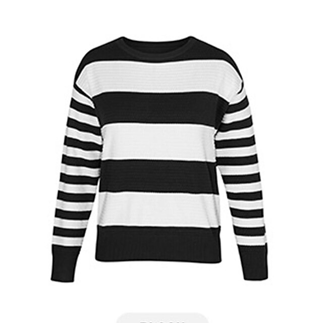 Womens Clothing Sweaters & Cardigans | Womens Sweater Jumper Ribbed Knit Stripe Knitted Striped Crew Neck Stylish Casual Home Da