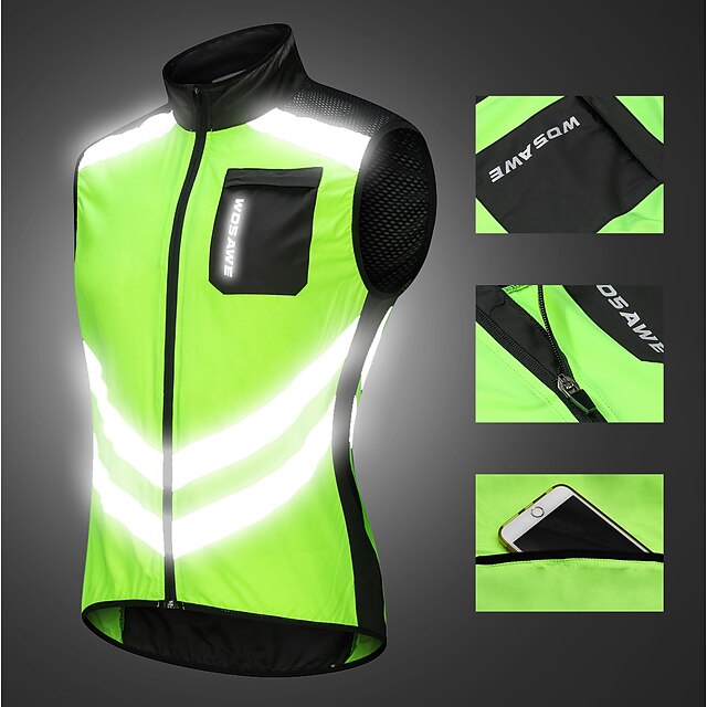 WOSAWE Men's Cycling Vest High Visibility Bike Vest Gilet Windbreaker
