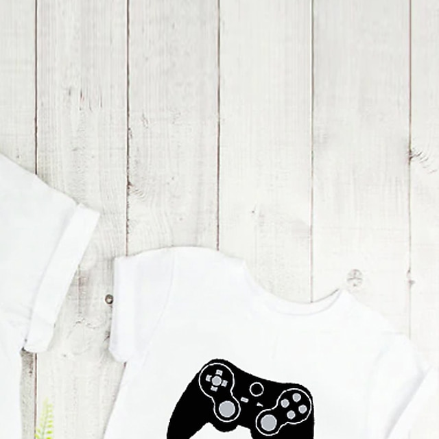 Baby & Kids Matching Outfits | Dad and Son T shirt Tops Letter Street Print White Short Sleeve Active Matching Outfits - EF73958