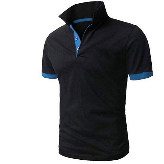 

Men's Golf Shirt Color Block Turndown Daily Sports Button-Down Short Sleeve Tops Classic Black / Red Blue White
