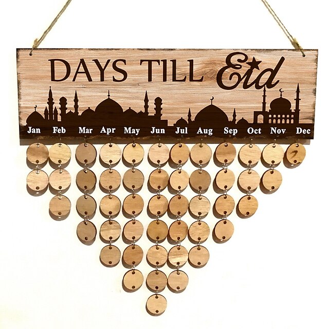 Home & Garden Home Decor | Wooden calendar listing Eid al Fitr countdown blackboard listing home decoration wooden craft gifts -