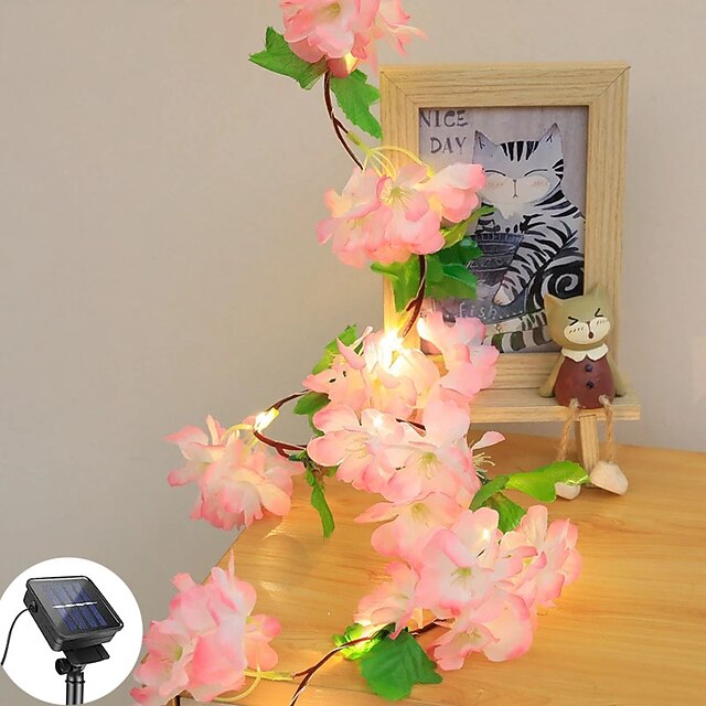 

LED Solar Flower String Lights Outdoor Wedding Decoration Rattan Light 2m 20leds Wedding Party Garden Christmas Garland Holiday Home Indoor Outdoor Decoration