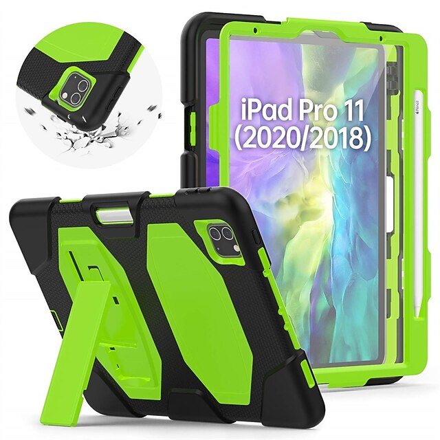 

Shockproof Case for iPad Pro 11 Inch 2020 Sturdy Case with Screen Protector / Sturdy Stand / Pencil Holder Support iPad Pencil 2nd Generation Wireless Charging for iPad Pro 11 Green