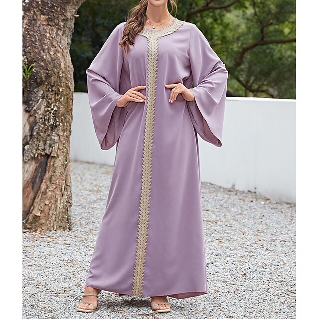 

Women's A Line Dress Maxi long Dress Purple Long Sleeve Solid Color Chiffon Spring Summer V Neck Elegant Luxurious Elegant Puff Sleeve Mesh S M L XL