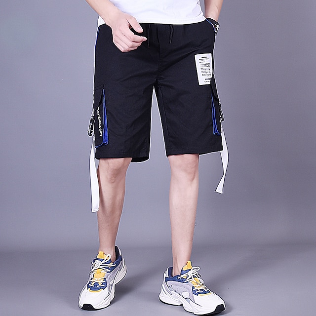 

Men's Stylish Casual / Sporty Shorts Cargo Shorts Elastic Waist Multiple Pockets Knee Length Pants Sports Outdoor Daily Color Block Comfort Breathable Mid Waist Black M L XL XXL 3XL