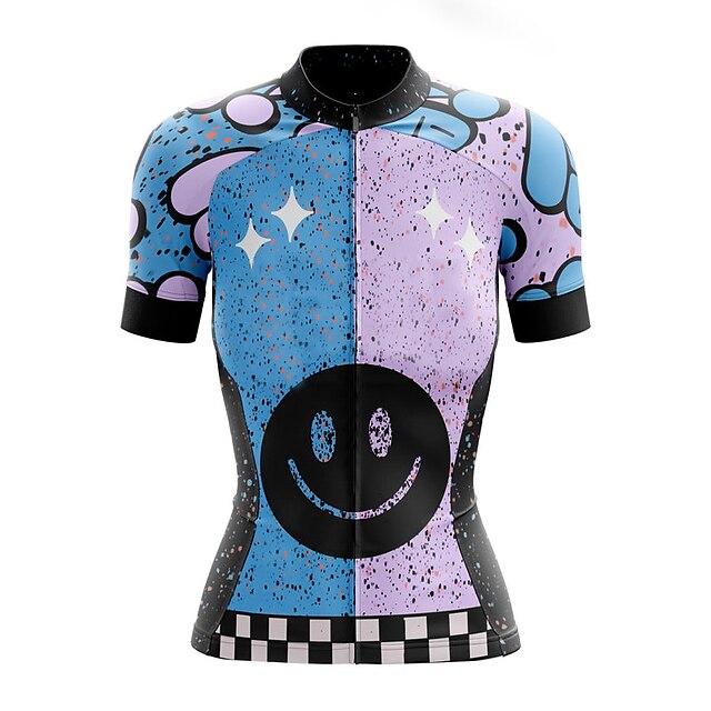 

21Grams Women's Short Sleeve Cycling Jersey Summer Spandex Blue Plaid Checkered Dot Bike Top Mountain Bike MTB Road Bike Cycling Quick Dry Moisture Wicking Sports Clothing Apparel / Stretchy