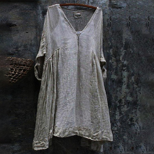 

Women's A Line Dress Short Mini Dress Gray Short Sleeve Solid Color Ruched Fall Summer V Neck Stylish Casual 2022 S M L XL XXL 3XL 4XL 5XL