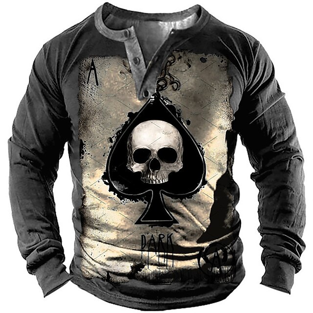 

Men's Sweatshirt Pullover Graphic Skull Poker Sports Outdoor Casual Daily 3D Print Basic Casual Hoodies Sweatshirts Dark Gray