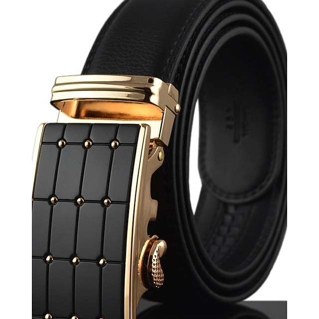  Men's Luxury Belt Leather Solid Colored Silver Gold 2024