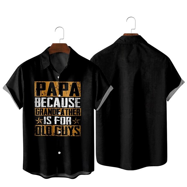 

Men's Shirt 3D Print Letter Classic Collar Party Daily Print Short Sleeve Tops Streetwear Hawaiian Black