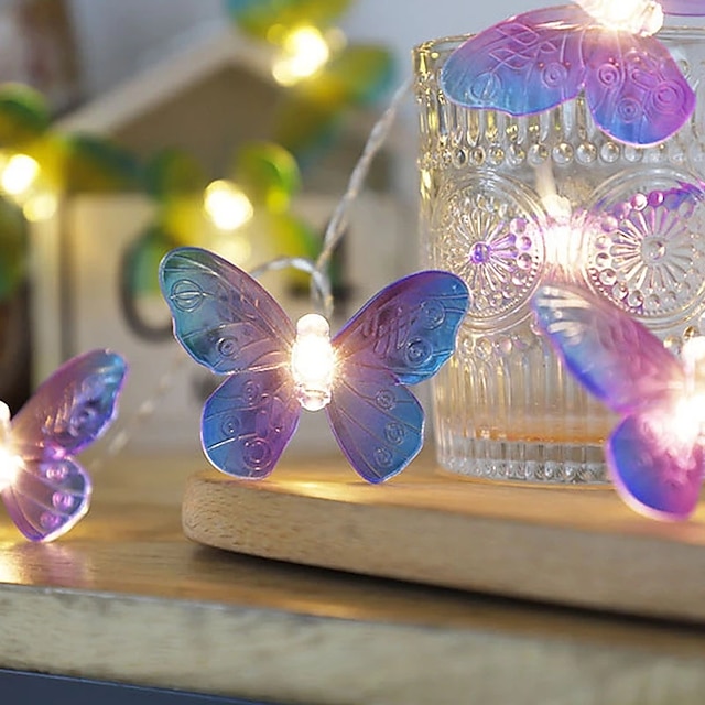  led sommerfuglformede eventyrsnorer 3m-20leds 1,5m-10leds kranslys batteridrevne hagefest bryllup ferie rom dekorasjon