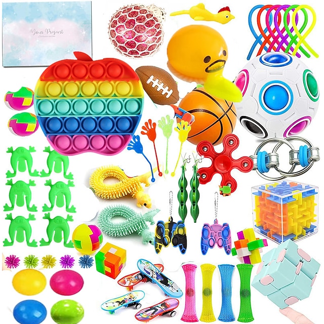 

Squishies Push Pop Bubble Sensory Fidget Toy Stress Reliever 54 pcs Portable Stress and Anxiety Relief Flexible Durable Slow Rising For Teen Adults' Boys and Girls Home Outdoor