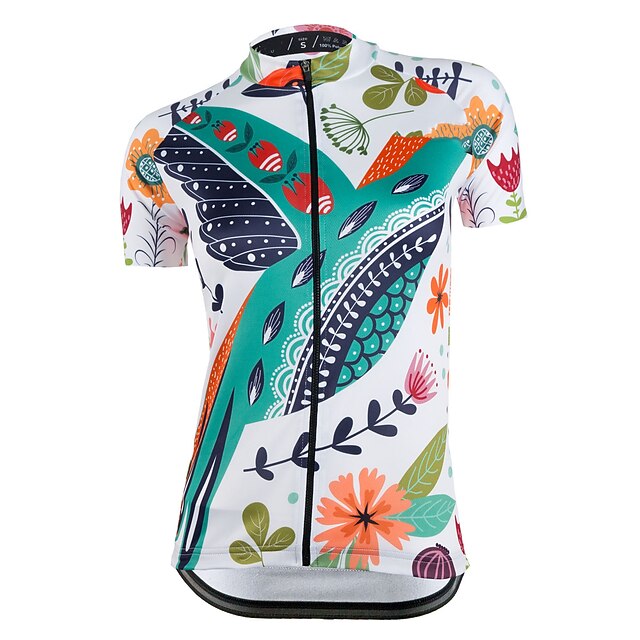 

21Grams Women's Short Sleeve Cycling Jersey Summer Spandex White Floral Botanical Bike Top Mountain Bike MTB Road Bike Cycling Quick Dry Moisture Wicking Sports Clothing Apparel / Stretchy