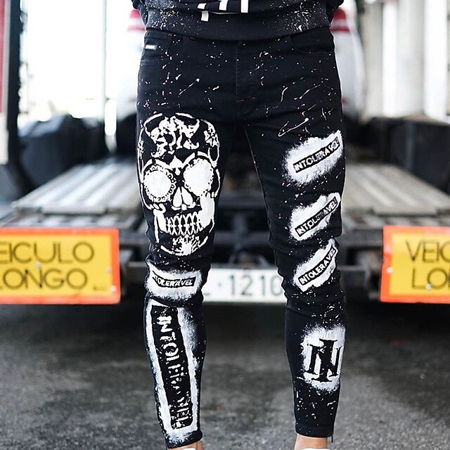 

Men's Stylish Casual / Sporty Harem Chinos Tapered pants Pocket Ankle-Length Pants Casual Daily Micro-elastic Skull Breathable Outdoor Mid Waist Black M L XL XXL 3XL