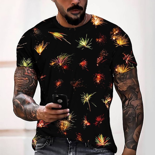 

Men's Tee T shirt 3D Print Graphic Round Neck Casual Daily 3D Print Short Sleeve Tops Fashion Designer Cool Comfortable Black