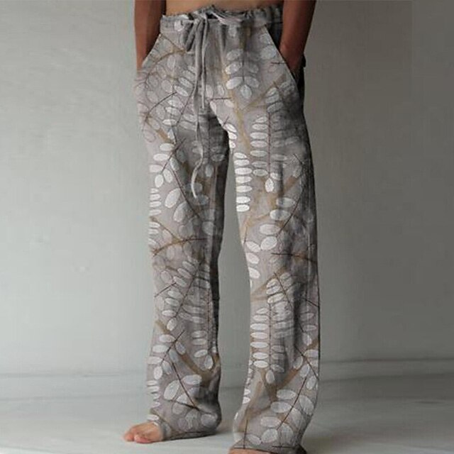 Men's Trousers Baggy Beach Pants Elastic Drawstring Design Front Pocket