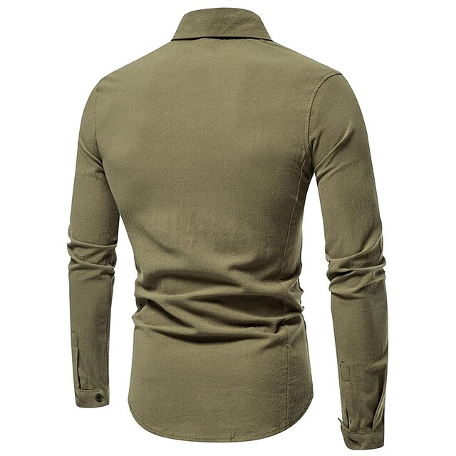 Mens Clothing Mens Shirts | Mens Dress Shirt Solid Color Turndown Street Daily Button-Down Long Sleeve Tops Cotton Business Clas