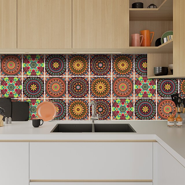 Kitchen Bedroom Waterproof Self-adhesive Wallpaper Tile Pattern Wall Sticker UK