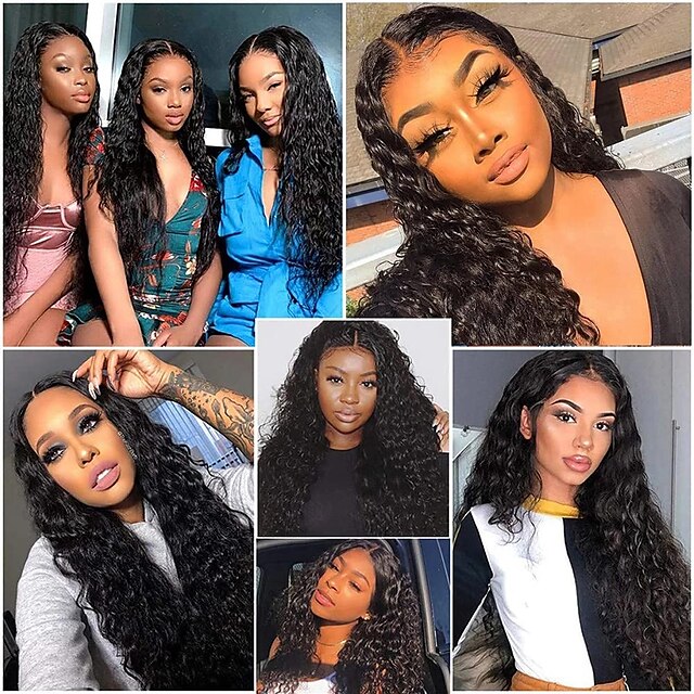 Beauty & Hair Wigs & Hair Pieces | Lace Front Wigs Human Hair for Black Women Glueless Water Wave Wigs 150% Density Brazilian Un