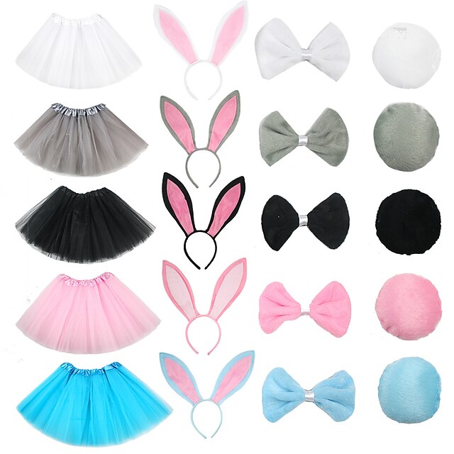 

Bunny Cosplay Costume Tutu Easter Costume Girls' Movie Cosplay Tutus White Black Gray Skirt Bow Headwear Children's Day Masquerade Polyester