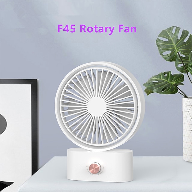  F45 Desk Fan Portable Quiet Operation 2000mAh Battery 10 Speed Desktop Rotating Fan