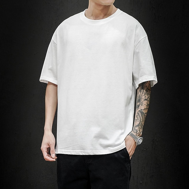

Men's Unisex T shirt Solid Color Round Neck Casual Long Sleeve Tops Casual Classic Sports Green White Black