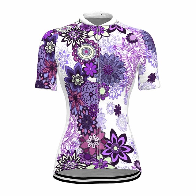 

21Grams Women's Short Sleeve Cycling Jersey Summer Spandex Purple Floral Botanical Bike Top Mountain Bike MTB Road Bike Cycling Quick Dry Moisture Wicking Sports Clothing Apparel / Stretchy