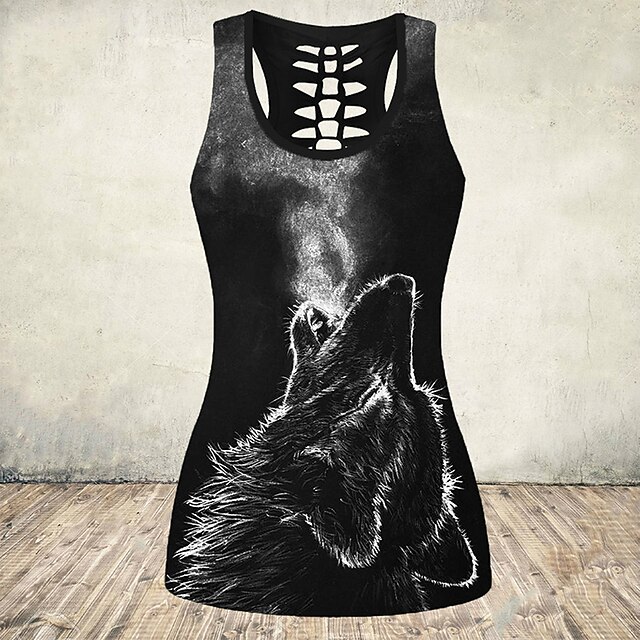 

Women's Plus Size Tops Blouse Animal Print Sleeveless Crewneck Streetwear Festival Daily Sports Polyester Spring Summer Green Blue