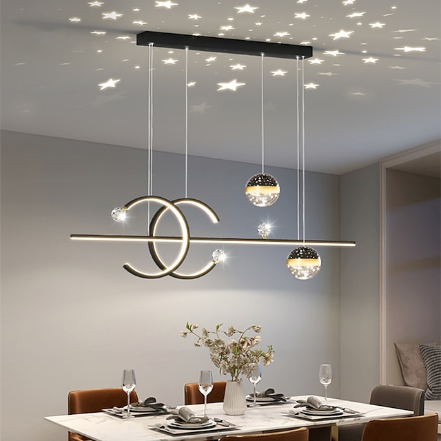  led pendentif lumière moderne salle à manger de luxe lampe de projection personnalité créative ciel étoilé bar lustre
