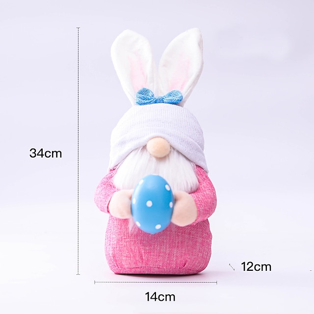 Home & Garden Home Decor | Easter Pink Ear Plaid Rabbit Dwarf Doll Fairy Doll Ornaments Household Decoration Products - XR18988