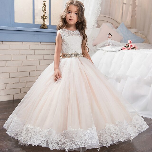 

Kids Little Girls' Dress Plain A Line Dress Party Wedding Ruched Mesh Lace White Lace Tulle Cotton Asymmetrical Sleeveless Princess Sweet Dresses Summer Regular Fit 3-12 Years