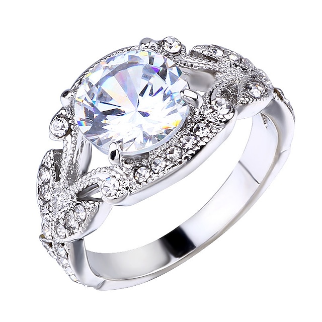  指輪 パーティー 幾何学的 シルバー 合金 ドーナツ シンプル エレガント 1個 キュービックジルコニア / 女性用 / 結婚式 / 贈り物