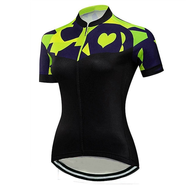 

21Grams Women's Short Sleeve Cycling Jersey Summer Spandex Black Heart Bike Top Mountain Bike MTB Road Bike Cycling Quick Dry Moisture Wicking Sports Clothing Apparel / Athleisure