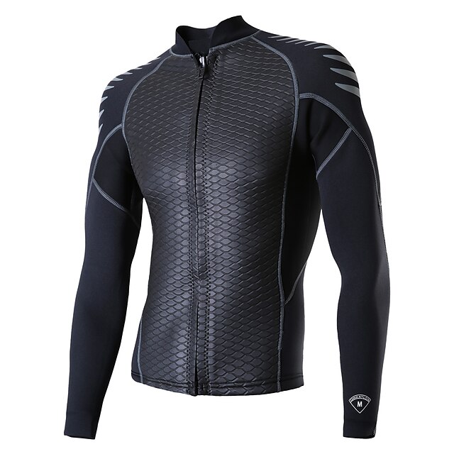  Men's Wetsuit Top Wetsuit Jacket 2mm CR Neoprene Top Thermal Warm UPF50+ Quick Dry High Elasticity Long Sleeve Front Zip - Swimming Diving Surfing Snorkeling Solid Colored Autumn / Fall Spring Summer