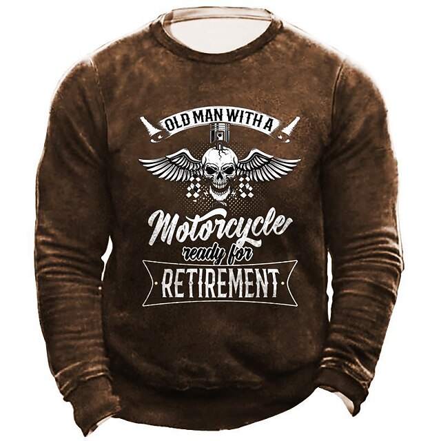 

Men's Sweatshirt Pullover Graphic Skull Letter Print Sports Outdoor Casual Daily 3D Print Basic Casual Hoodies Sweatshirts Coffee