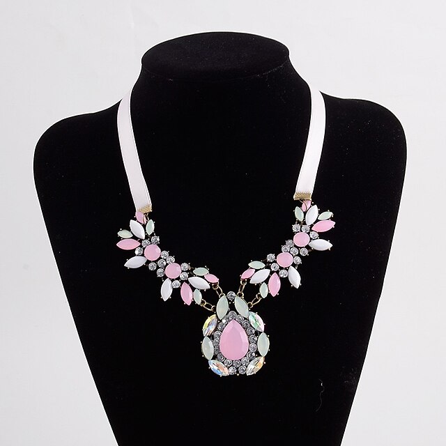 Shoes & Bags Fashion Accessories | Necklace Womens Geometrical Rhinestone Multicolor Resin Luxury Vintage Pink 40 cm Necklace Je