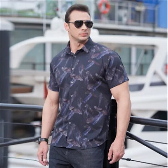 

Men's Shirt Set Shirt Solid Colored Square Neck Street Casual Button-Down Short Sleeve Tops Formal Fashion Streetwear Gentleman White Black