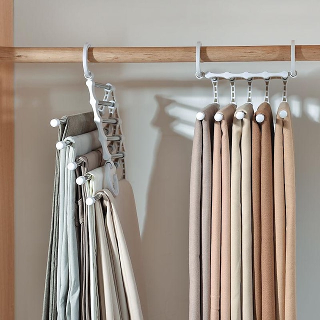  opvouwbare hangers voor het ophangen van kleding meerlaagse multifunctionele broekhangers voor garderobe magische opvouwbare hanger ruimtebesparend 5 in 1 rek roestvrijstalen kleerhanger voor broeken, jeans
