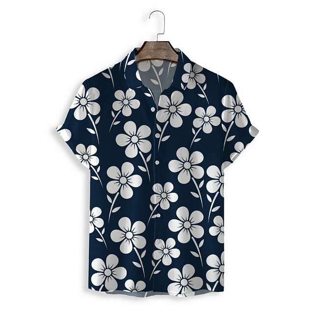 

Men's Shirt 3D Print Graphic Turndown Casual Daily 3D Print Short Sleeve Tops Casual Fashion Classic Black