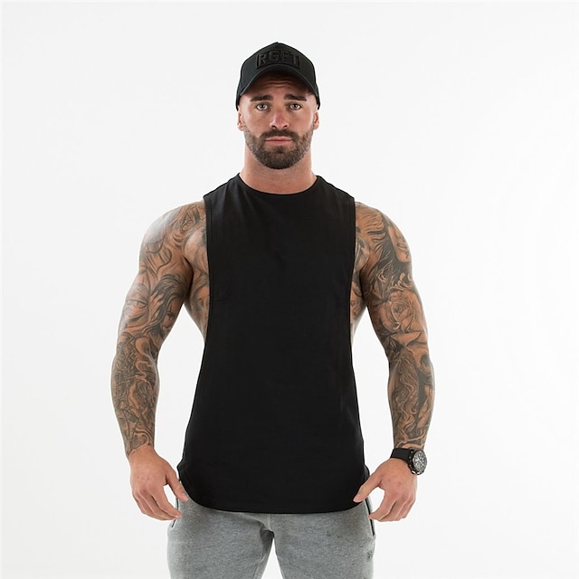 

Men's Tank Top Vest Undershirt Solid Colored Crew Neck Daily Sports Sleeveless Tops Cotton Simple Fashion Comfortable White Black Army Green / Summer