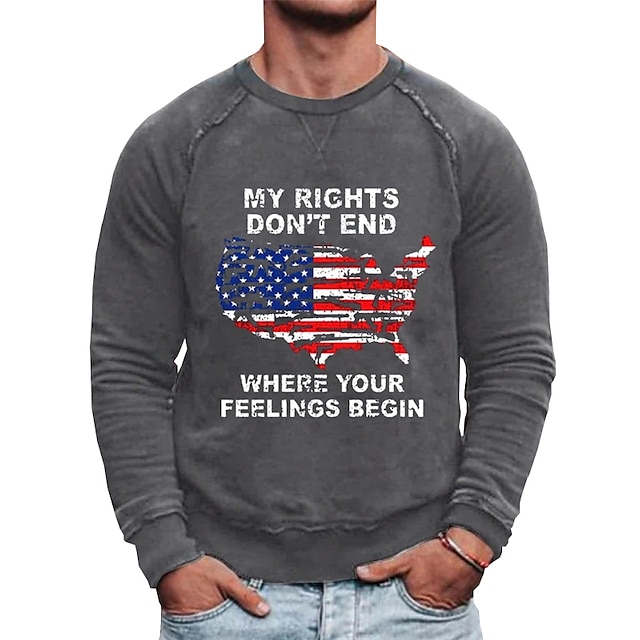 Mens Clothing Mens Hoodies & Sweatshirts | Mens Sweatshirt Pullover Graphic National Flag Letter Print Sports & Outdoor Casual D