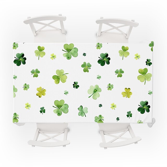 

1 Pcs Four-leaf clover Tablecloth,Floral Table Cloth,Water Rissitant Table Cover Rectangle for Dinner Party Holiday Decoration