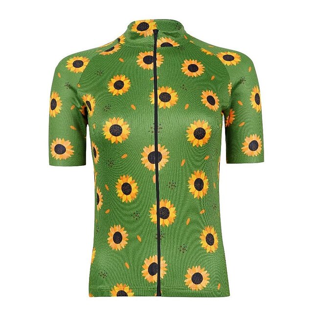 

21Grams Women's Short Sleeve Cycling Jersey Summer Spandex Green Floral Botanical Bike Top Mountain Bike MTB Road Bike Cycling Quick Dry Moisture Wicking Sports Clothing Apparel / Stretchy
