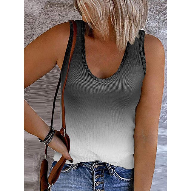 

Women's Plus Size Tops Camisole Color Gradient Print Sleeveless Crewneck Streetwear Daily Going out Polyester Spring Summer Green White